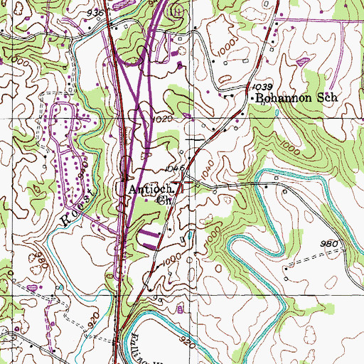 Topographic Map of Antioch Church, TN