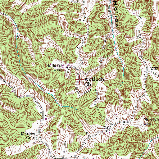 Topographic Map of Antioch Church, TN