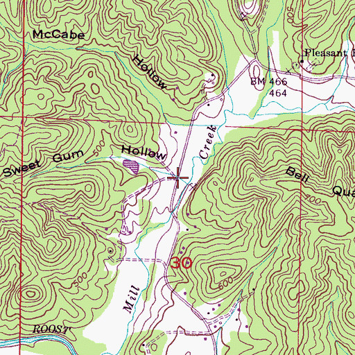 Topographic Map of Sweet Gum Hollow, AL