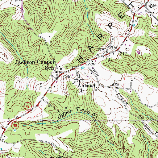 Topographic Map of Antioch Church, TN