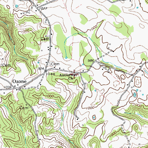 Topographic Map of Antioch Church, TN