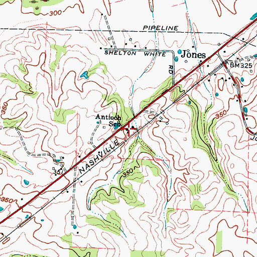 Topographic Map of Antioch School, TN