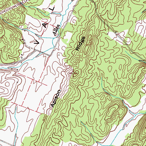 Topographic Map of Apison Ridge, TN