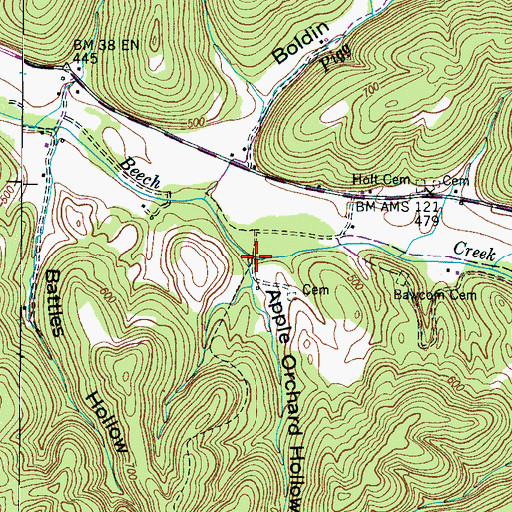 Topographic Map of Apple Orchard Hollow, TN