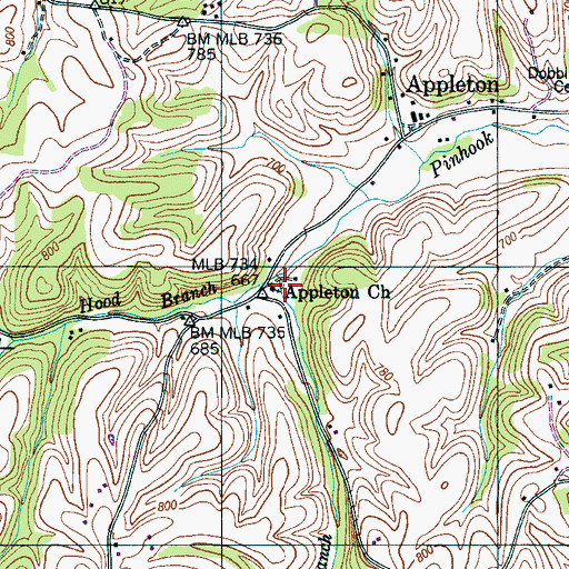 Topographic Map of Appleton Church, TN
