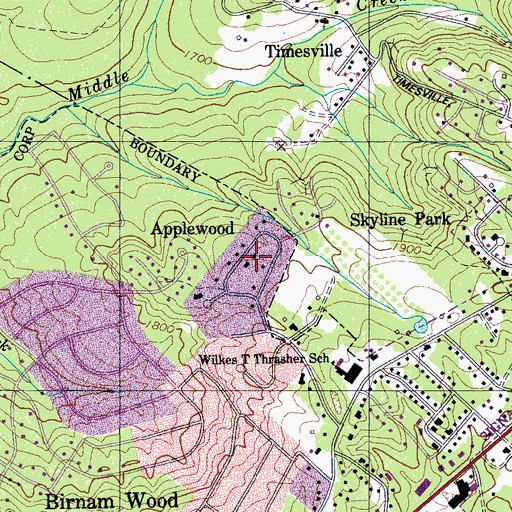 Topographic Map of Applewood, TN