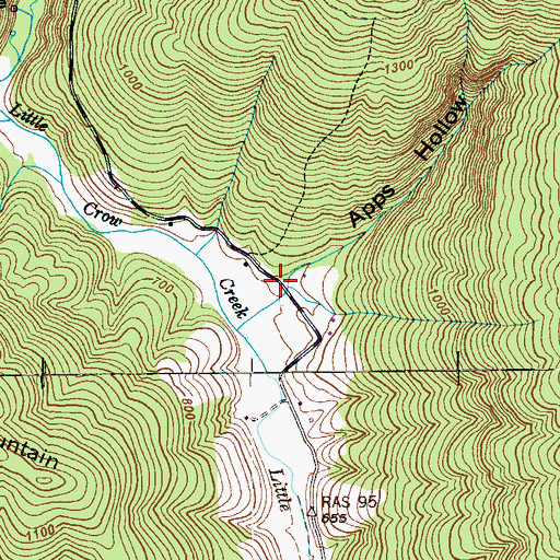 Topographic Map of Apps Hollow, TN