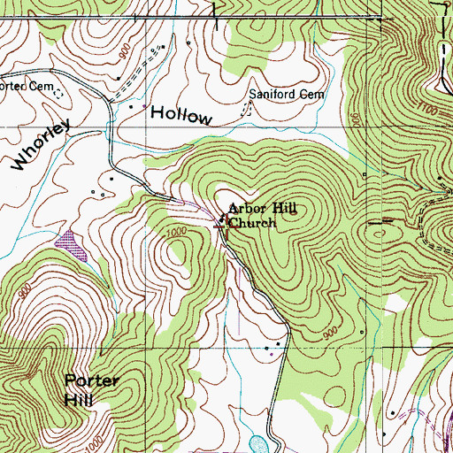 Topographic Map of Arbor Hill Church, TN