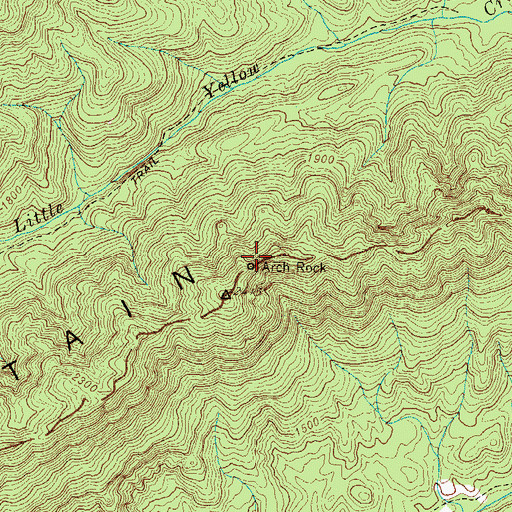 Topographic Map of Arch Rock, TN