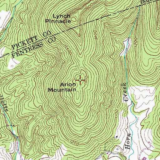 Topographic Map of Arion Mountain, TN