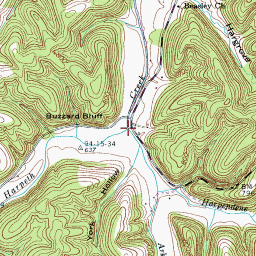Topographic Map of Arkansas Creek, TN