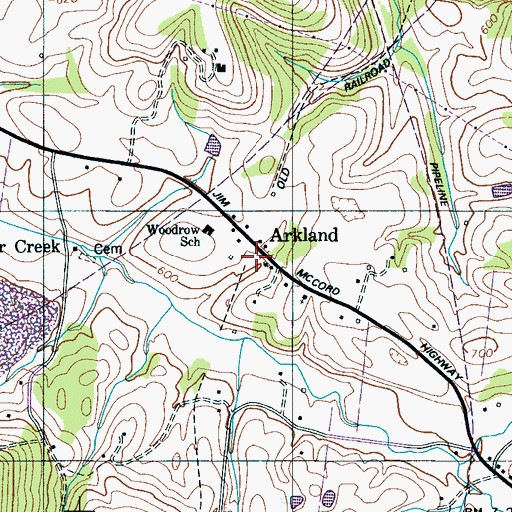 Topographic Map of Arkland, TN