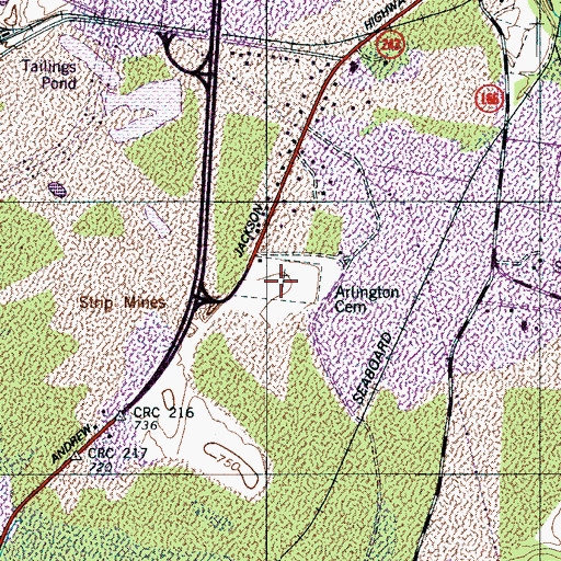 Topographic Map of Arlington Cemetery, TN