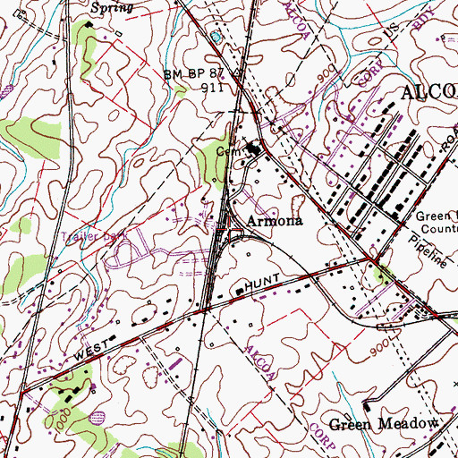 Topographic Map of Armona, TN