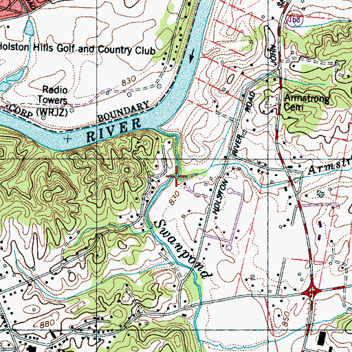 Topographic Map of Armstrong Branch, TN