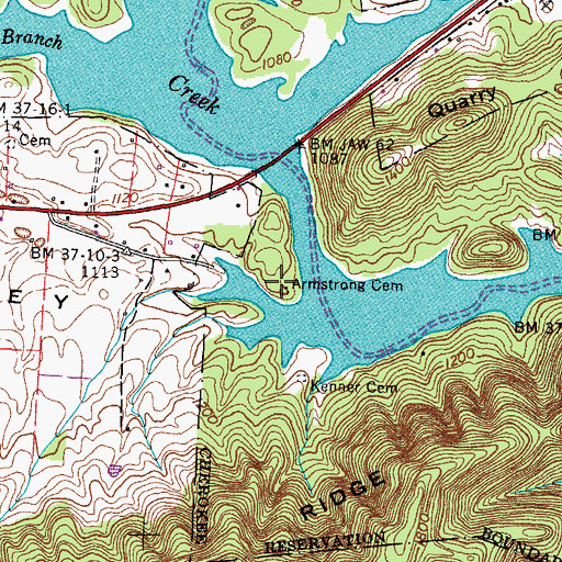 Topographic Map of Armstrong Cemetery, TN