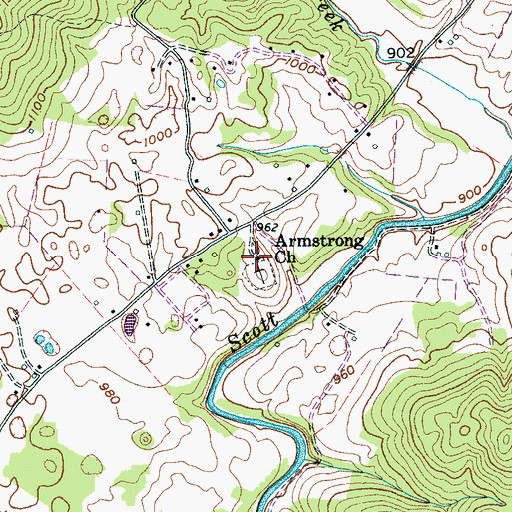 Topographic Map of Armstrong Church, TN