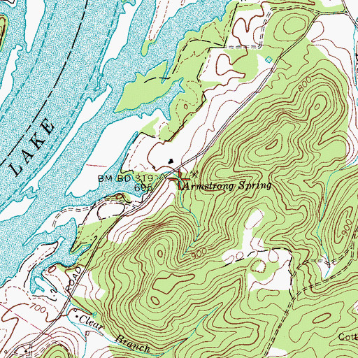 Topographic Map of Armstrong Spring, TN