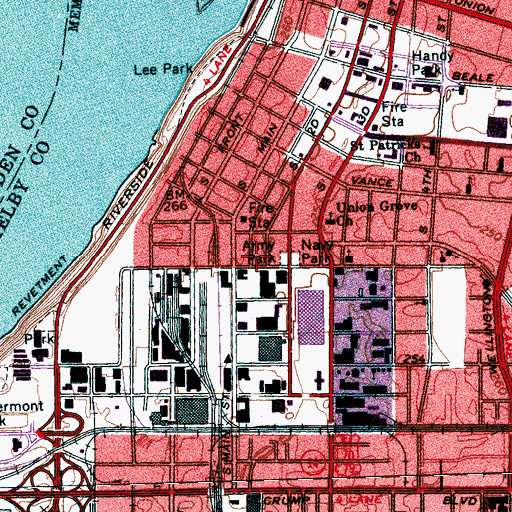 Topographic Map of Army Park, TN