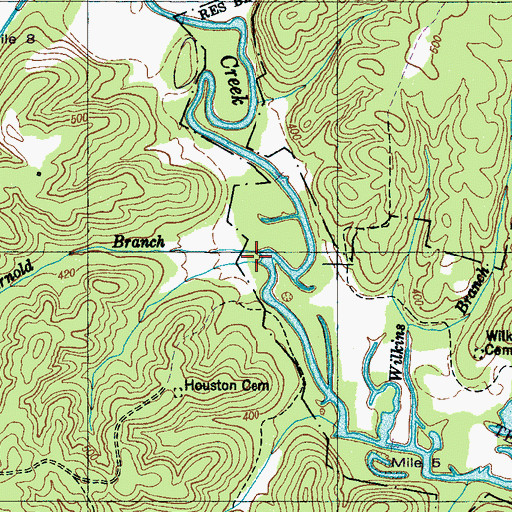 Topographic Map of Arnold Branch, TN