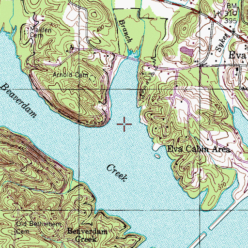 Topographic Map of Arnold Branch, TN