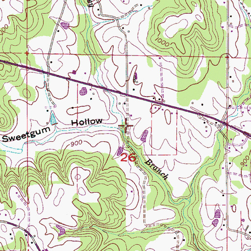 Topographic Map of Sweetgum Hollow, AL
