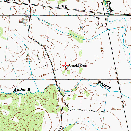 Topographic Map of Arnold Cemetery, TN