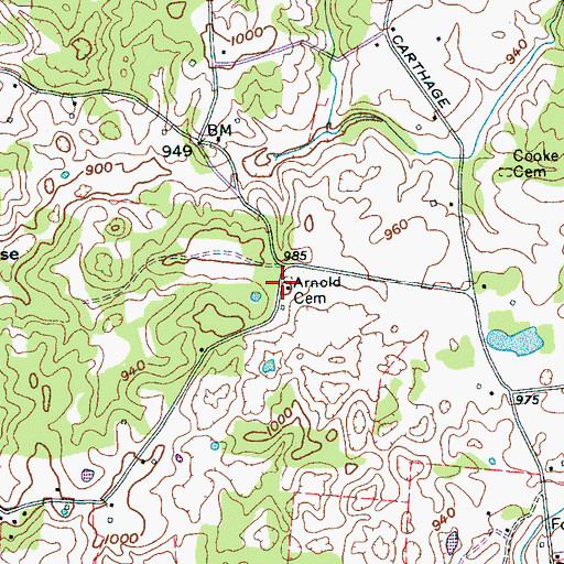 Topographic Map of Arnold Cemetery, TN