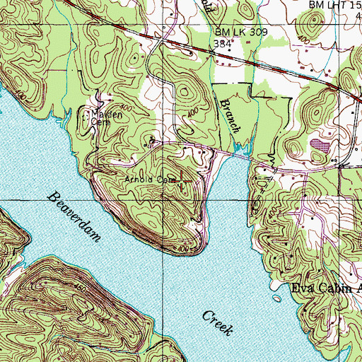 Topographic Map of Arnold Cemetery, TN