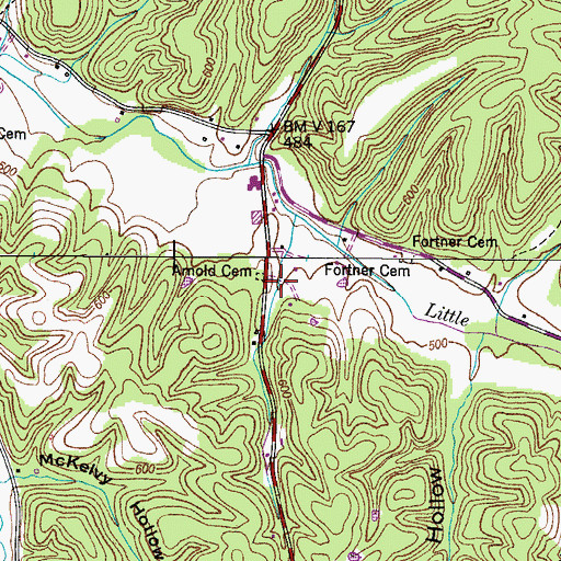 Topographic Map of Arnold Cemetery, TN