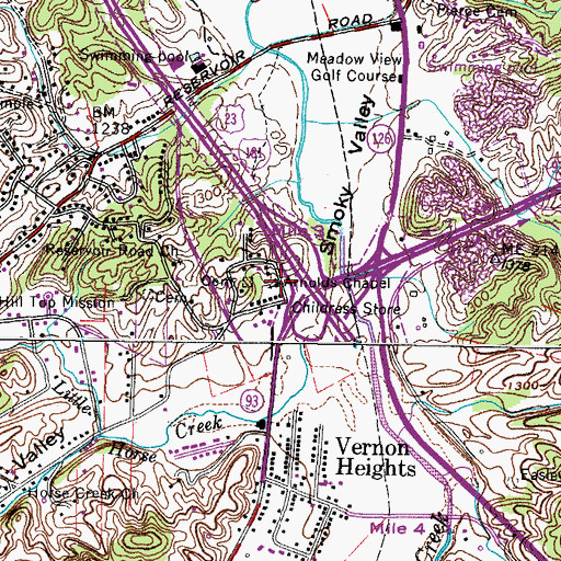 Topographic Map of Arnold Chapel, TN