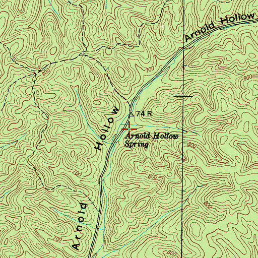 Topographic Map of Arnold Hollow Spring, TN