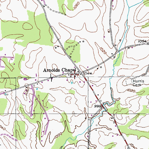 Topographic Map of Arnolds Chapel, TN