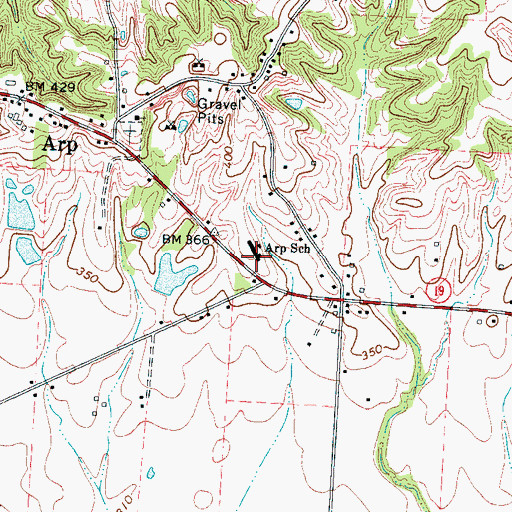 Topographic Map of Arp School, TN
