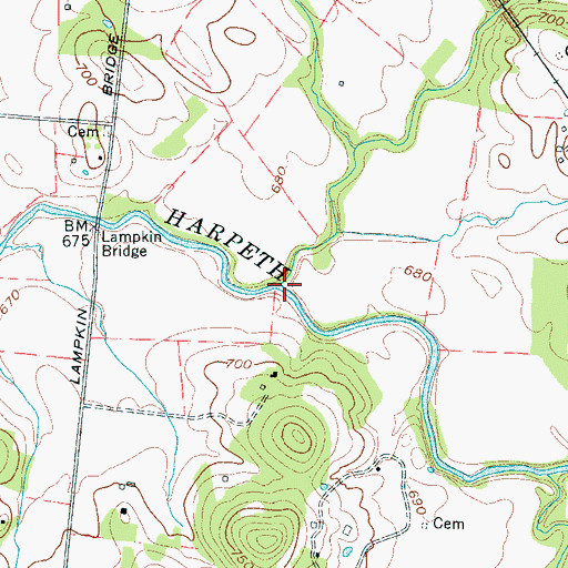 Topographic Map of Arrington Creek, TN