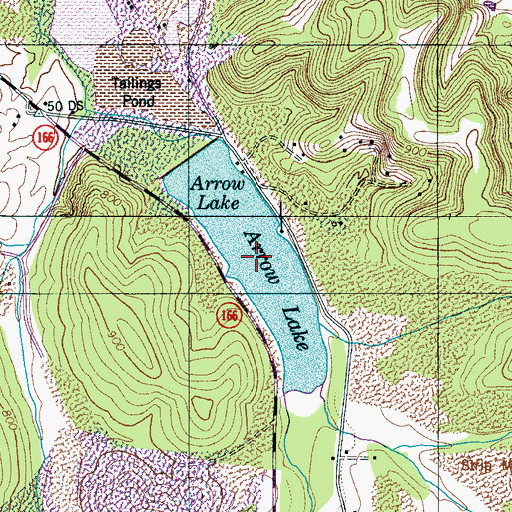 Topographic Map of Arrow Lake, TN