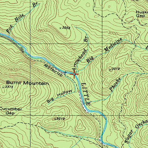Topographic Map of Arrowhead Branch, TN