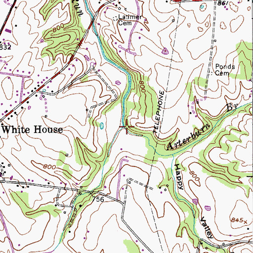 Topographic Map of Arterburn Branch, TN