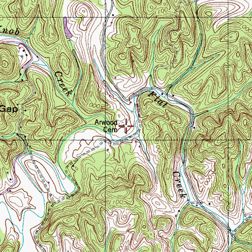 Topographic Map of Arwood Cemetery, TN