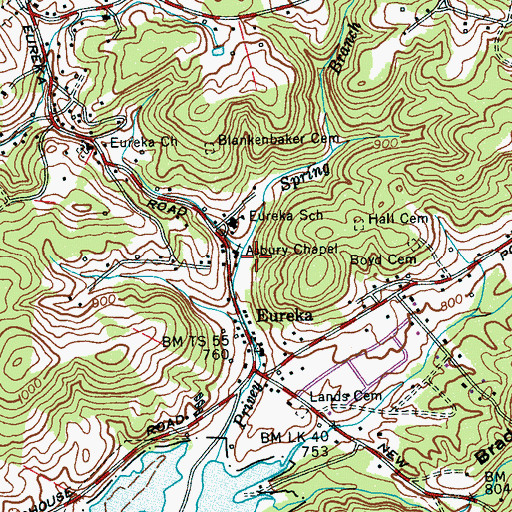 Topographic Map of Asbury Chapel, TN