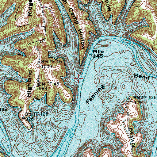 Topographic Map of Ash Camp Hollow, TN