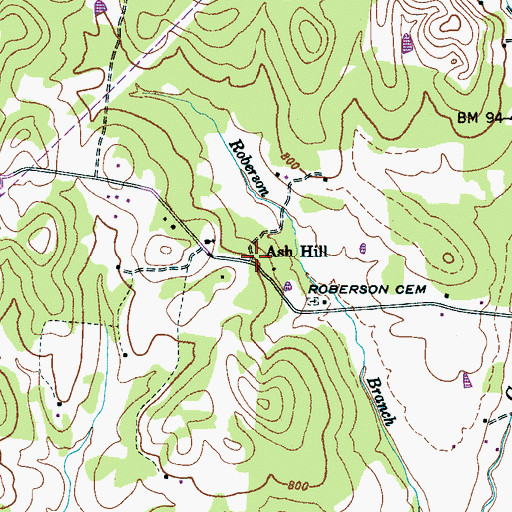 Topographic Map of Ash Hill, TN