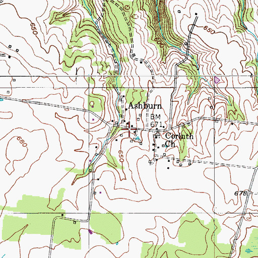 Topographic Map of Ashburn, TN