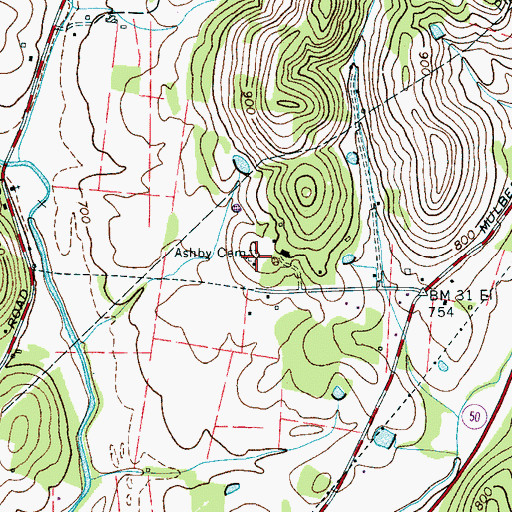 Topographic Map of Ashby Cemetery, TN