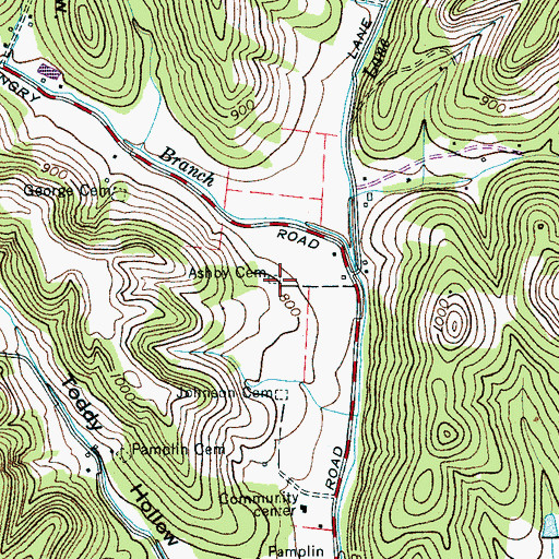 Topographic Map of Ashby Cemetery, TN