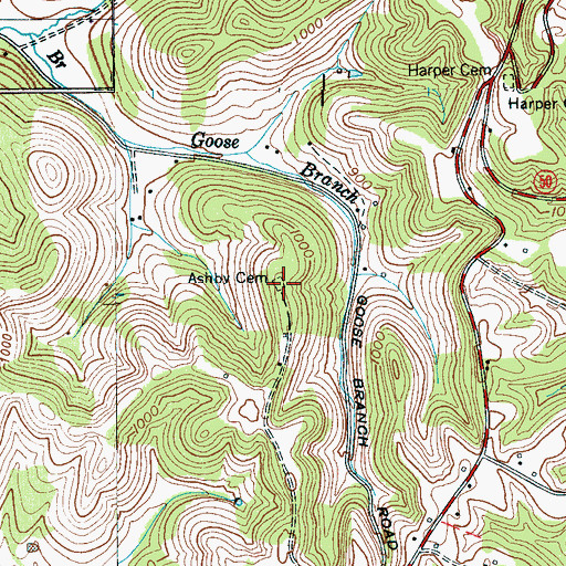 Topographic Map of Ashby Cemetery, TN