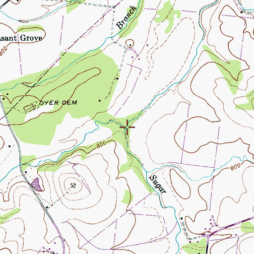 Topographic Map of Ashland Branch, TN