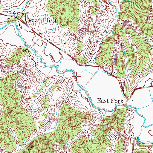 Topographic Map of Atchley Branch, TN