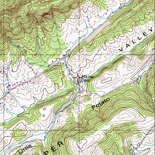 Topographic Map of Atkins Cemetery, TN