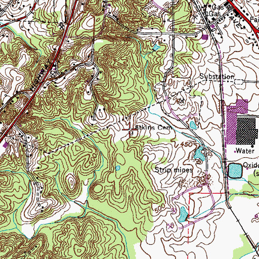 Topographic Map of Atkins Cemetery, TN